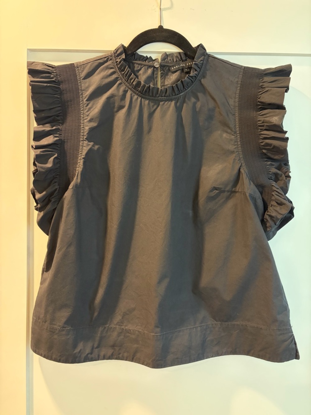 English Factory Charcoal Ruffled Sleeve Top